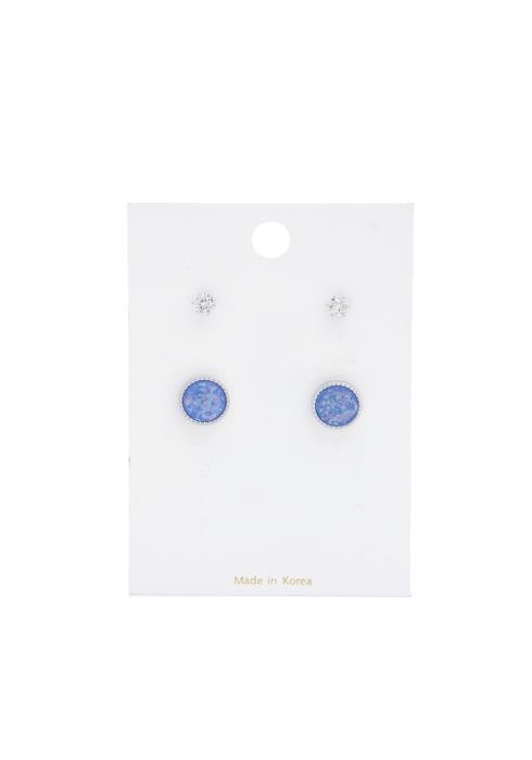 IRIDESCENT ROUND STUD EARRING SET