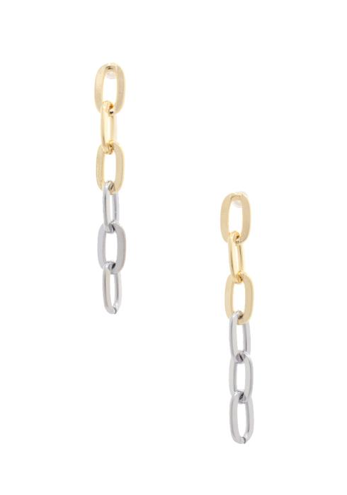 TWO TONE OVAL LINK METAL EARRING