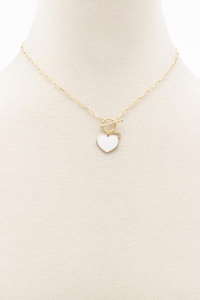 DOUBLE HEART CHARM OVAL LINK NECKLACE