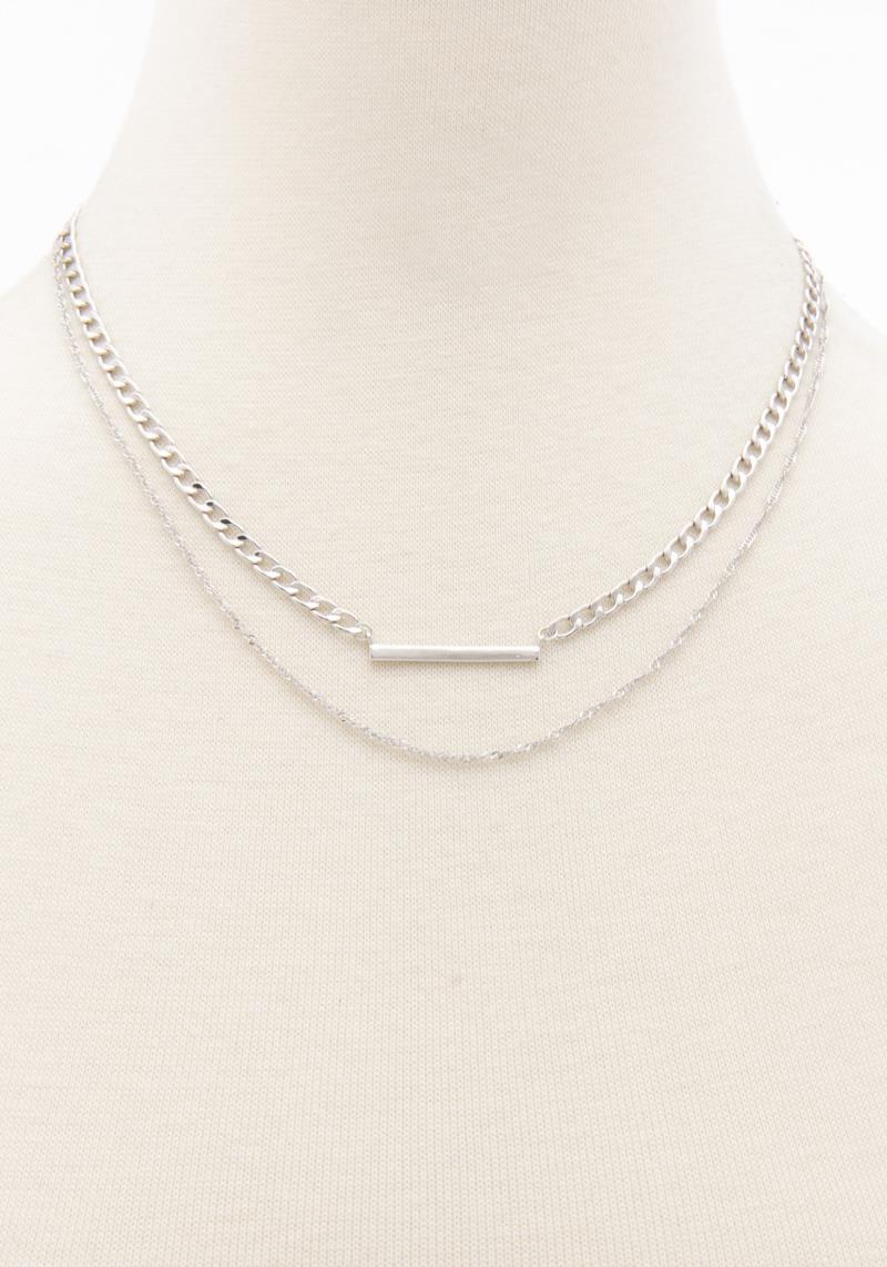 METAL BAR CURB LINK LAYERED NECKLACE