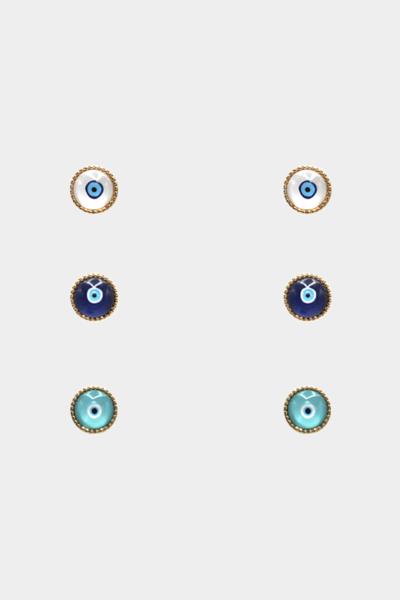 EVIL EYE STUD EARRING 3 PAIR SET