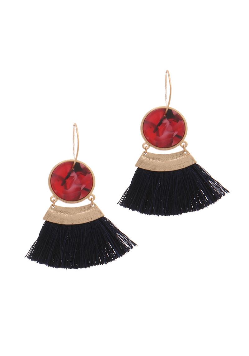 ACETATE CIRCLE TASSEL DROP EARRING