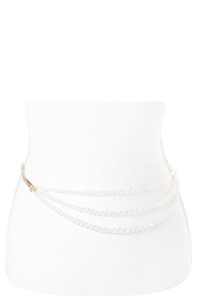 TRIPLE LAYER PEARL CHAIN BELT