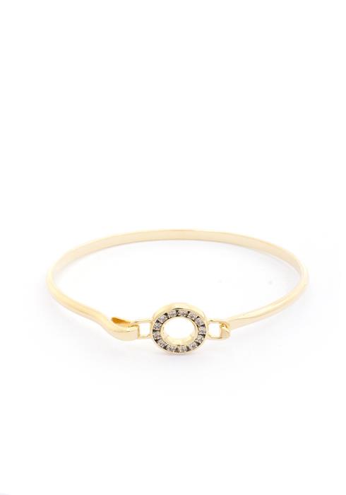 RHINESTONE CIRCLE METAL CUFF BRACELET