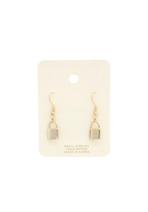 LOCK CHARM GOLD DIPPED EARRING