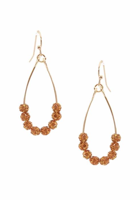 METAL TEARDROP RHINESTONE BALL DANGLE EARRING