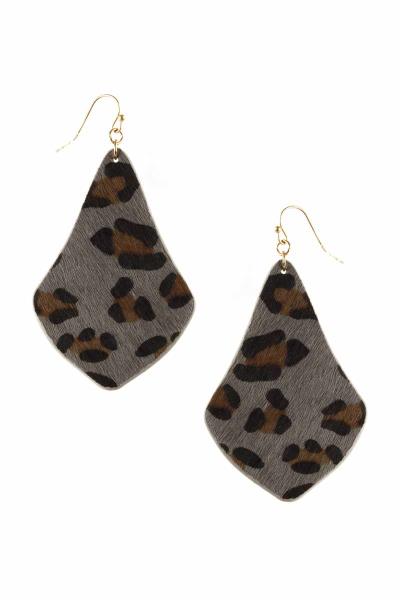 LEATHER LEOPARD DANGLE EARRING