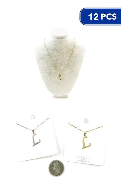 STAINLESS STEEL INITIAL NECKLACE (12 UNITS)