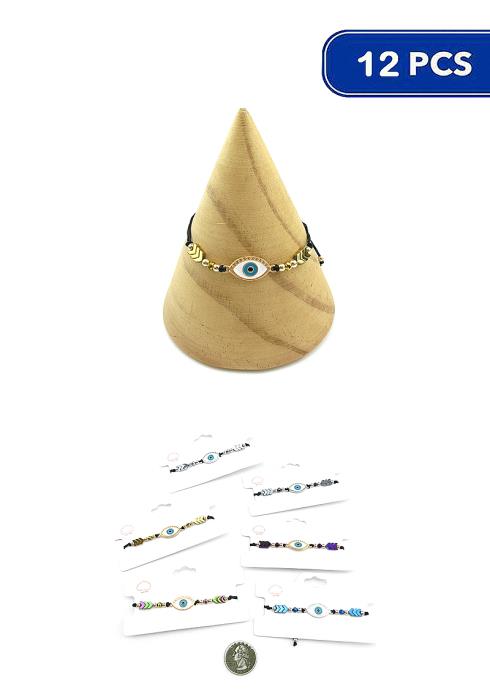 FASHION EYE BEAD METAL STRING BRACELET (12 UNITS)