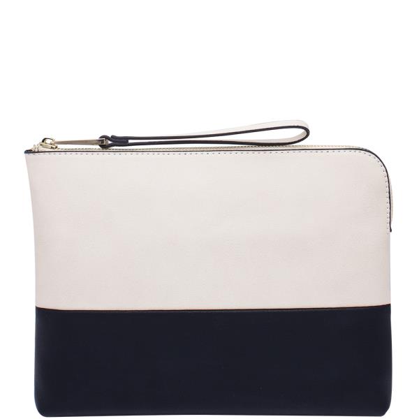 TWO TONE HAND STRAP CLUTCH BAG
