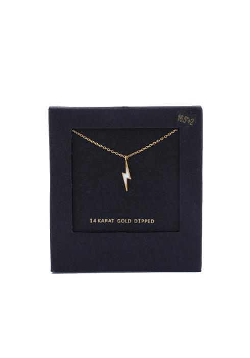 COLOR LIGHTING BOLT CHARM GOLD DIPPED NECKLACE