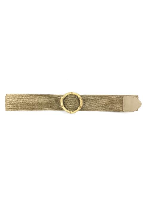 BAMBOO ROUND BUCKLE STRAW STRETCH BELT