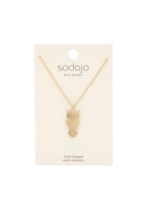 SODAJO OWL PENDANT GOLD DIPPED NECKLACE