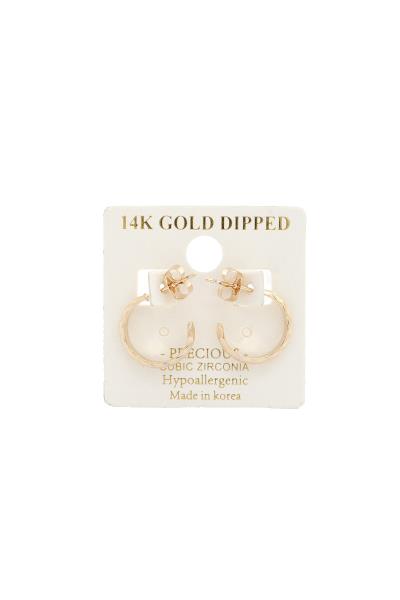 TEXTURE SQUARE EDGE MINI HUGGIE 14K GOLD DIPPED EARRING