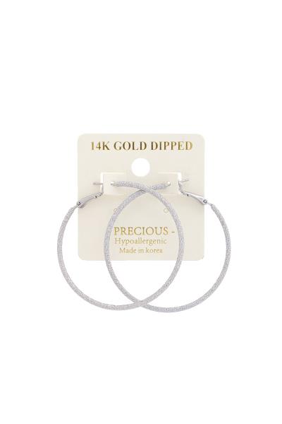 SAND TEXTURED 14K GOLD DIPPED HOOP EARRING