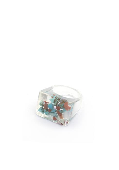 CLEAR BEADED RESIN RING