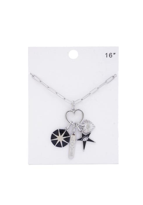 LOVE STAR CHARM OVAL LINK NECKLACE