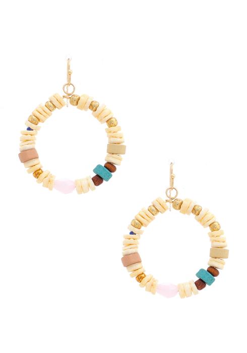 FASHION DESIGN BEAD ROUND HOOP EARRING