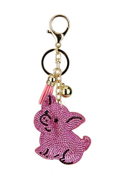 SPARKLING RHINESTONE PIG KEY CHAIN