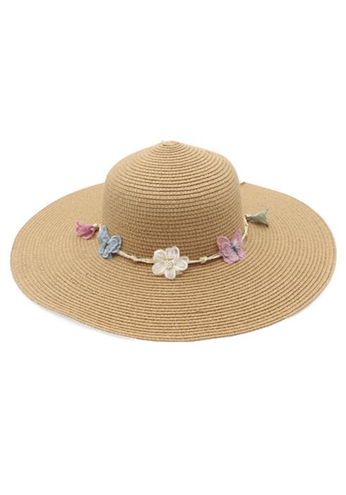 FLOWER BUTTERFLY STRAW SUN HAT