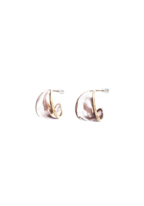 SMOKEY CLEAR CURVE METAL EDGE EARRING