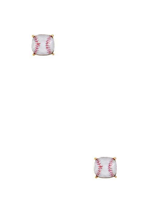 CUSHION CUT BASEBALL STUD EARRING