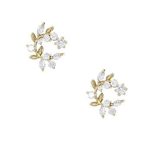 CRYSTAL MARQUISE LEAF STUD EARRING