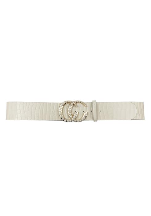 FASHION PEARL METAL CROC DESIGN BELT