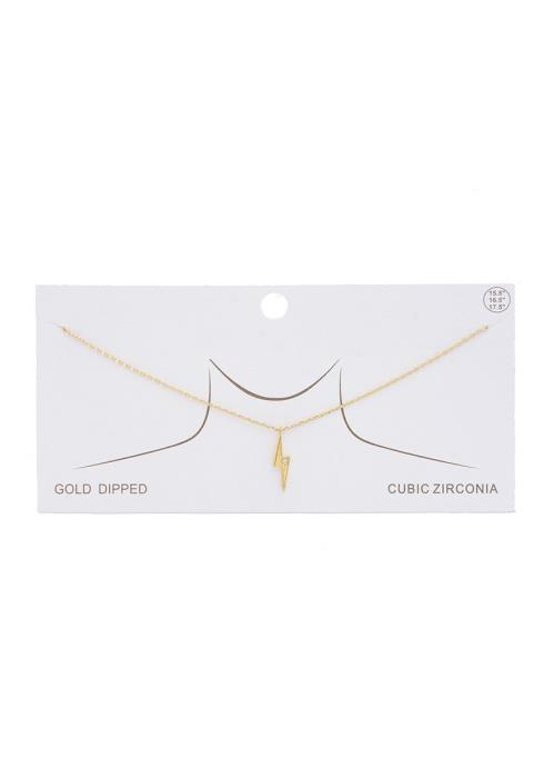 DAINTY LIGHTNING BOLT CHARM GOLD DIPPED NECKLACE