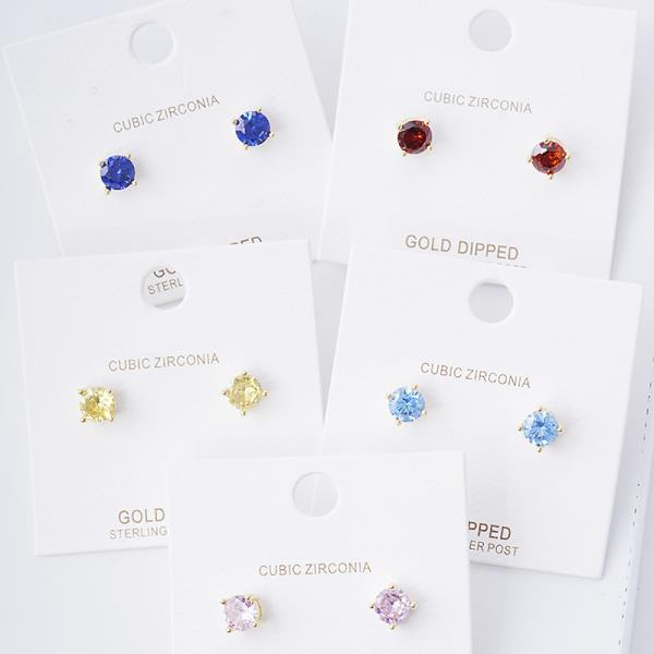 CUBIC ZIRCONIA GOLD DIPPED STUD EARRING