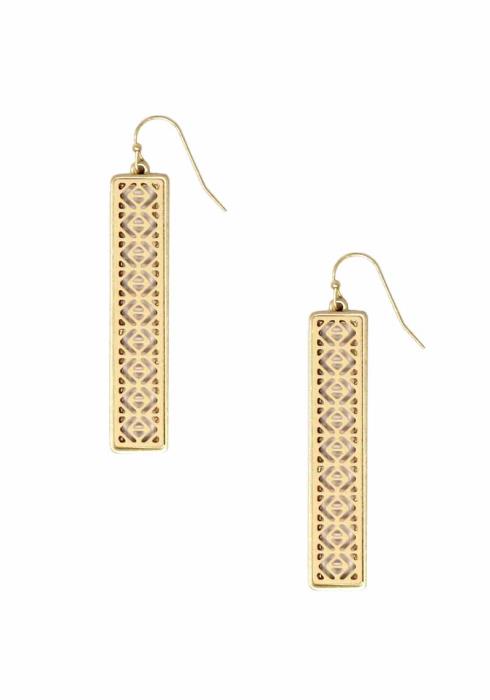 TEXTURED PATTERN RECTANGLE DANGLE EARRING