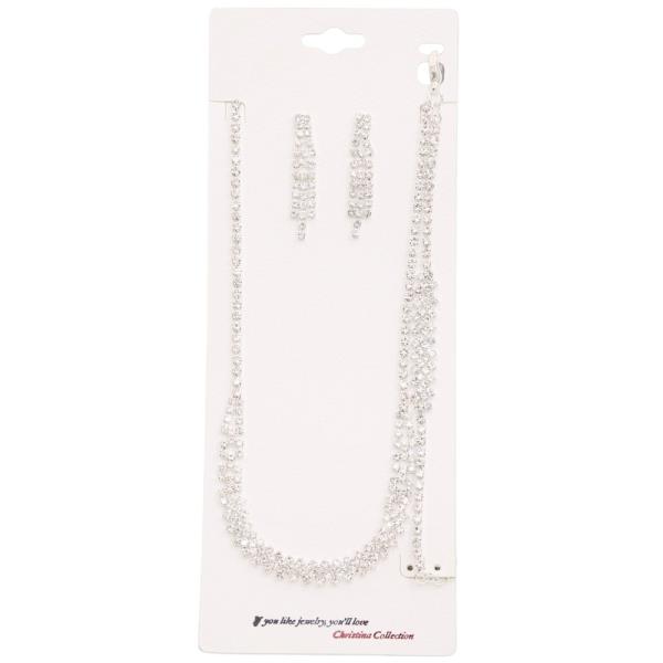 RHINESTONE BRACELET NECKLACE SET