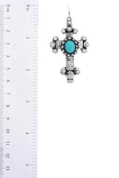 WESTERN CROSS STONE EARRING