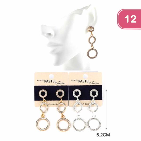 FASHION RHINESTONE ROUND DROP EARRING (12 UNITS)