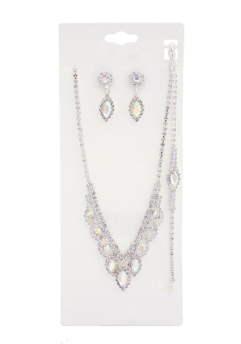 RHINESTONE BRACELET NECKLACE SET