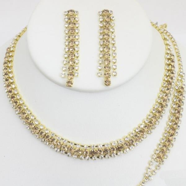 RHINESTONE BRACELET NECKLACE SET