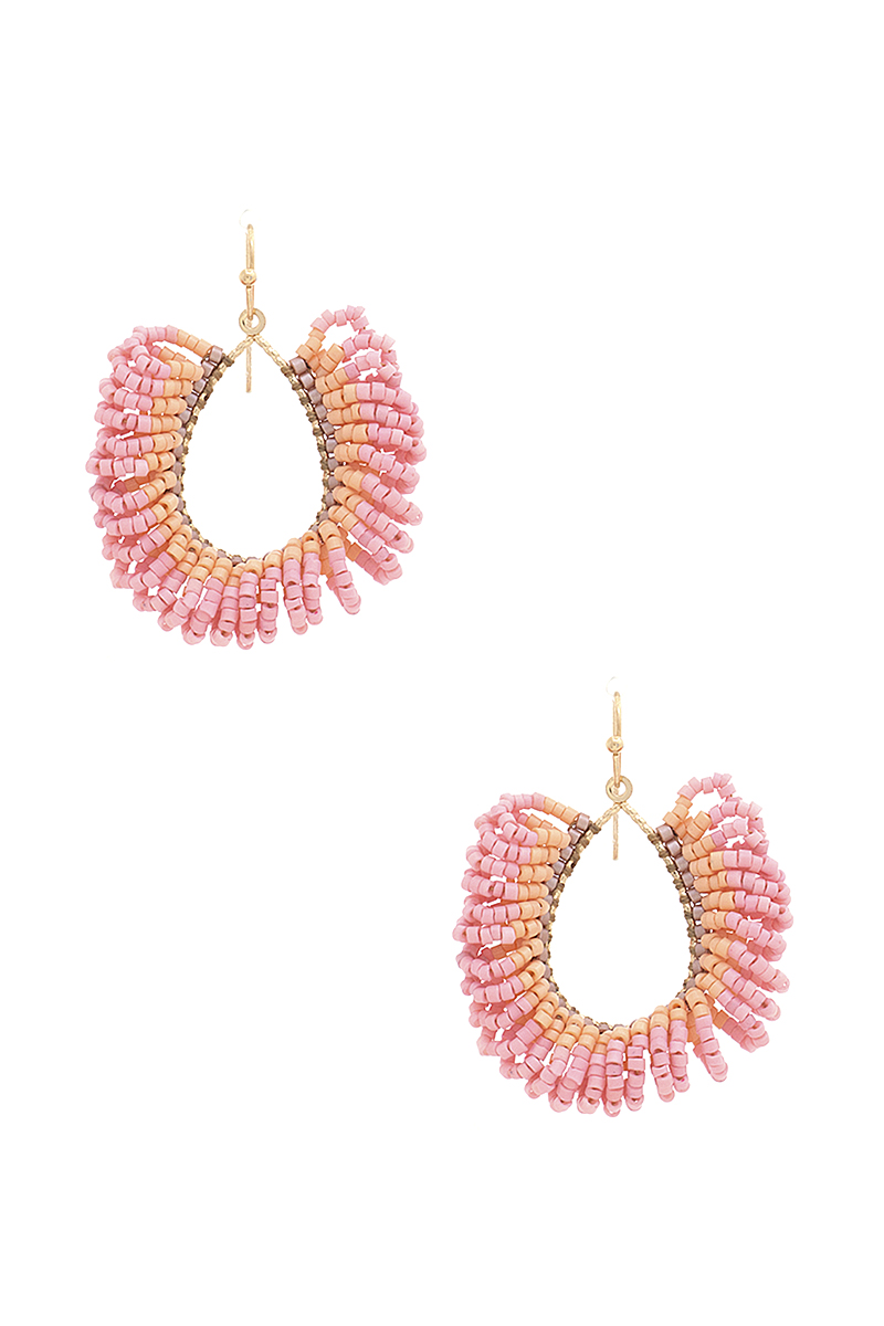 FASHION BEAD TEAR SHAPE FRINGES EARRING