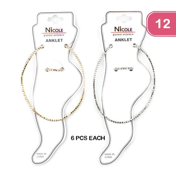 FASHION RHINESTONE STRETCH ANKLET & TOE RING (12 UNITS)