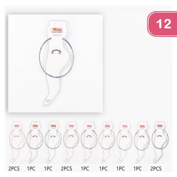 RHINESTONE ANKLET AND TOE RING SET (12 UNITS)