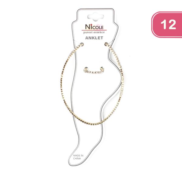 RHINESTONE ANKLET AND TOE RING SET (12 UNITS)