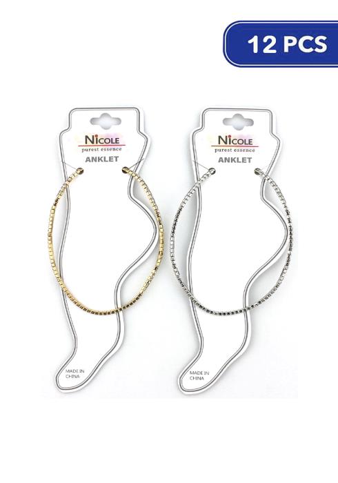 FASHION RHINESTONE STRETCH ANKLET (12 UNITS)
