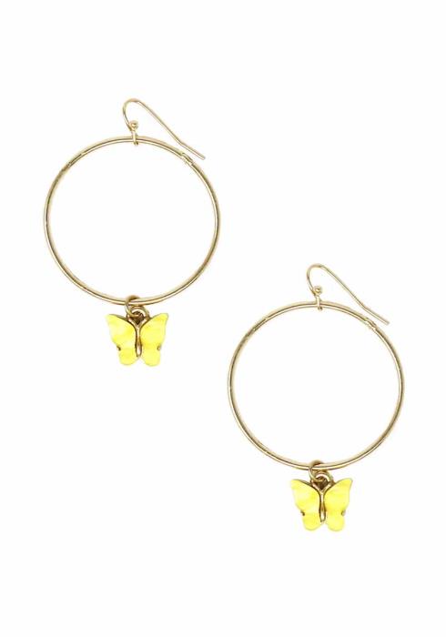 RESIN BUTTERFLY ROUND DANGLE EARRING
