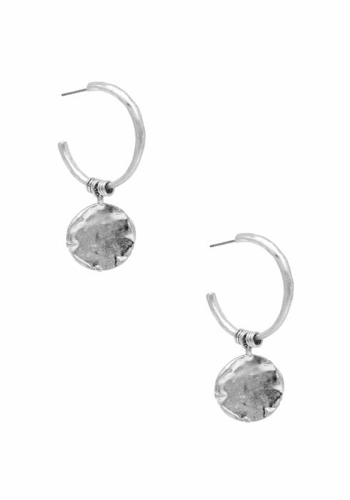 METAL HUGGIE ROUND DANGLE EARRING