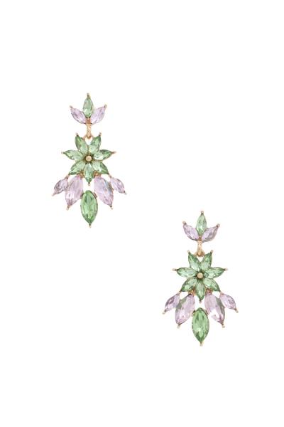FLOWER RHINESTONE POST DROP EARRING