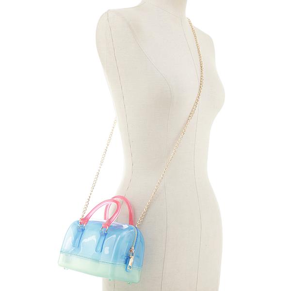 TRENDY JELLY MULTI TONE SQUARE SHAPED HANDLE TOTE BAG