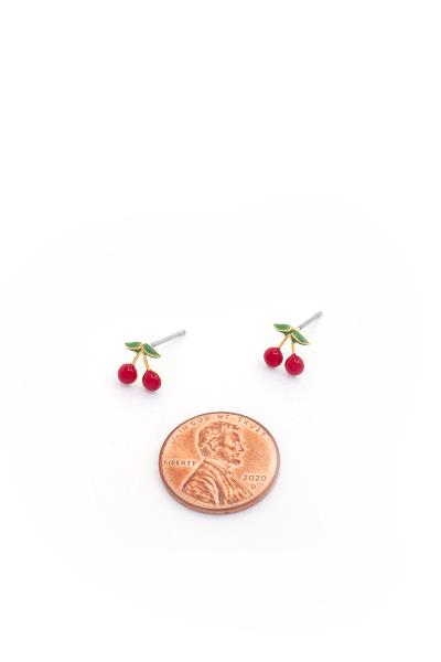 CHERRY GOLD DIPPED STUD EARRING