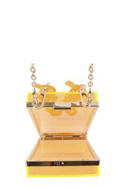 CLEAR COLOR ELEGANT METAL CHAIN BOX CROSSBODY BAG