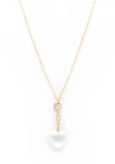 SODAJO CLEAR HEART PENDANT Y SHAPE NECKLACE
