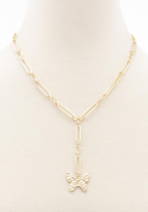 BUTTERFLY OVAL LINK Y SHAPE NECKLACE