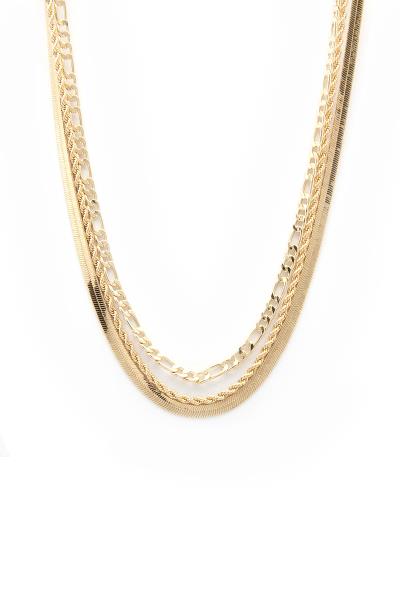 FIGARO FLAT SNAKE CHAIN LAYERED NECKLACE